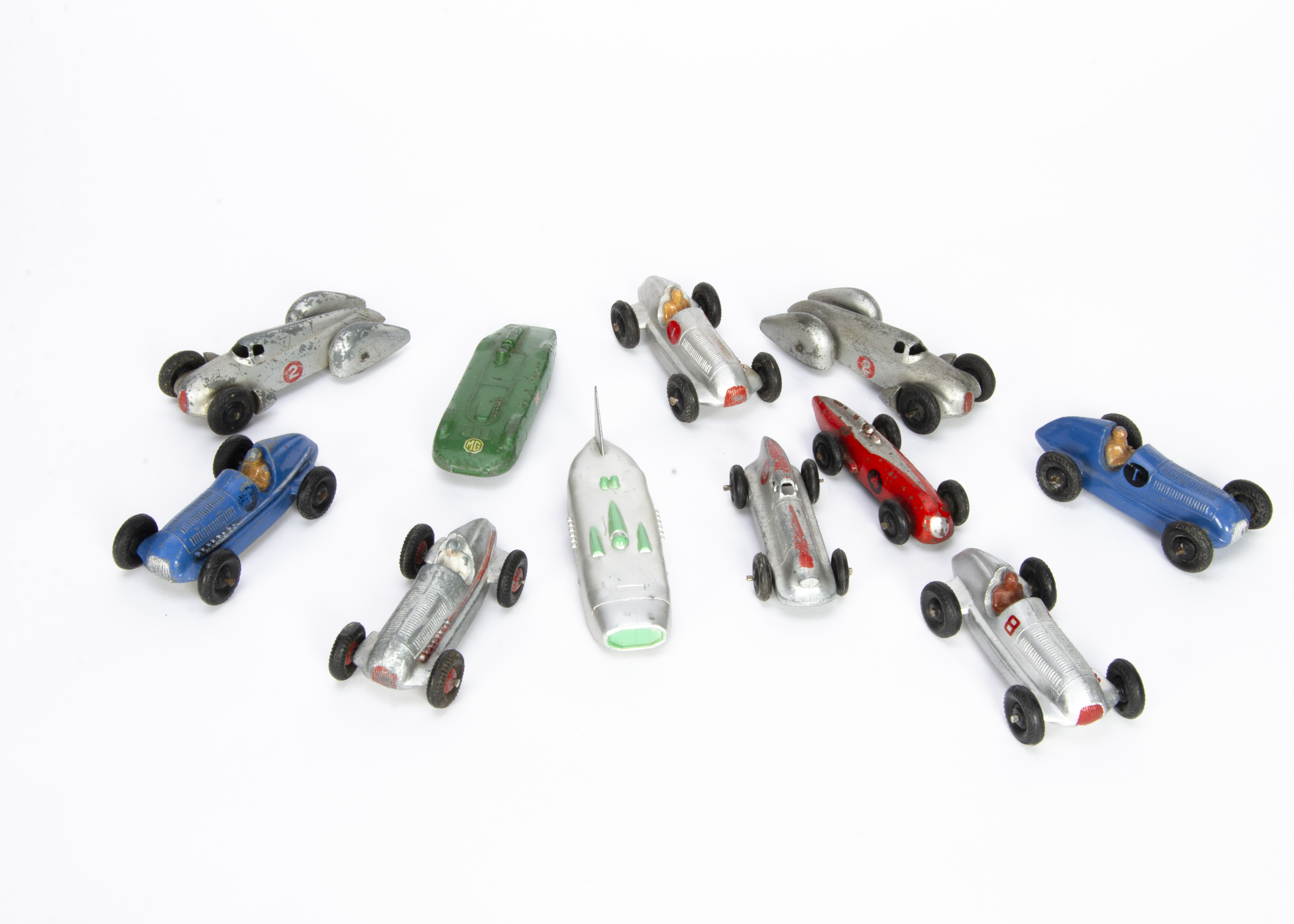 Post-War Dinky Toy Racing Cars, including 23d Auto Union (2), 23c Mercedes-Benz Racing Car (5),