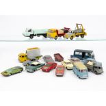 Playworn French Dinky Toys, including 1426 Carabo Bertone, 523 Simca 1500 (2), 24D Plymouth