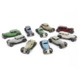 Dinky Toy 30 & 36 Series Cars, 30b Rolls-Royce (2), first dark blue body, second fawn body, 30c