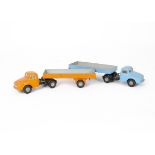 Tri-ang Spot-On No.106A/1 Austin Prime Mover With Box Trailer, two examples, first orange body,