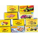 Matchbox Lesney 1-75 Series & Superfast Empty Boxes, including 1-75 series 59 Ford Singer Van, 5