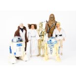 Vintage Star Wars Large Size Action Figures, Chewbacca with Bandolier and Bowcaster, Luke, Leia,