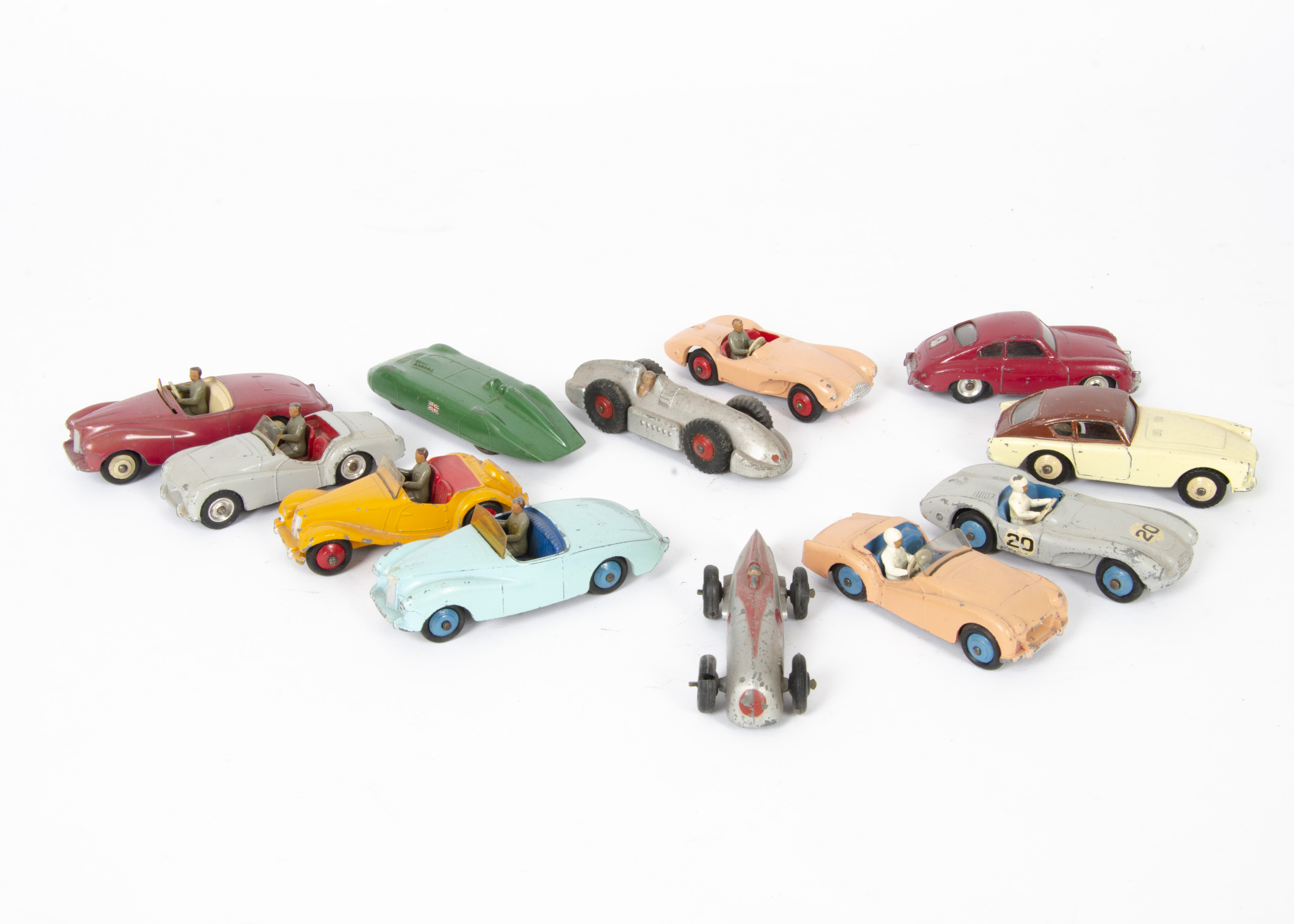 Dinky Toy Racing & Touring Cars, including 101 Sunbeam Alpine (2), first cerise body, second light