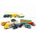 French Dinky Toy Commercial Vehicles, including 32AB SNCF Panhard Articulated Lorry, 25B Peugeot D3a