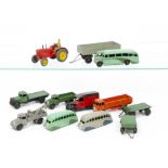 Dinky Toy Commercials, including 29b Streamlined Bus (2), 29e Single Deck Bus, 25r Forward Control