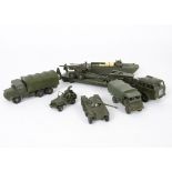 French Dinky Toy Military Vehicles, 825 DUKW, 821 Mercedes Unimog, 80A Panhard, 80B Jeep, 80E