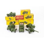 Military Dinky Toys, 688 Field Artillery Tractor, 686 25-Pounder Field Gun, 670 Armoured Car, 692