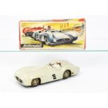 A JNF (W.Germany) Tinplate Clockwork Mercedes Silver Arrow Racing Car, cream body, detailed