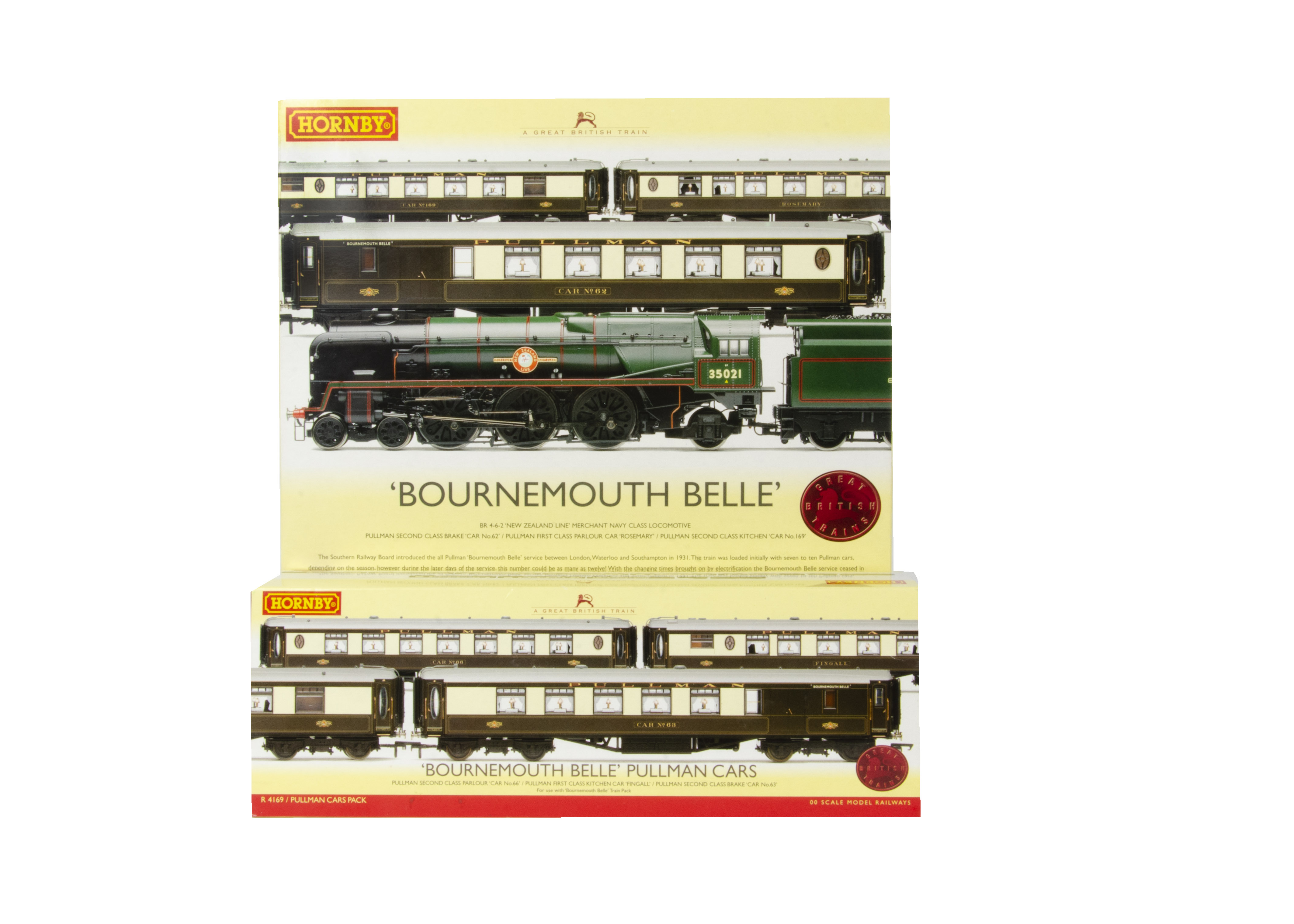 Hornby 00 Gauge Bournemouth Belle Train Pack and additional coaches, R2300 comprising rebuilt