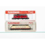 Fleischmann Piccolo N Gauge Electric Locomotives, two cased examples 7342 Re 4/4 11239 in red livery