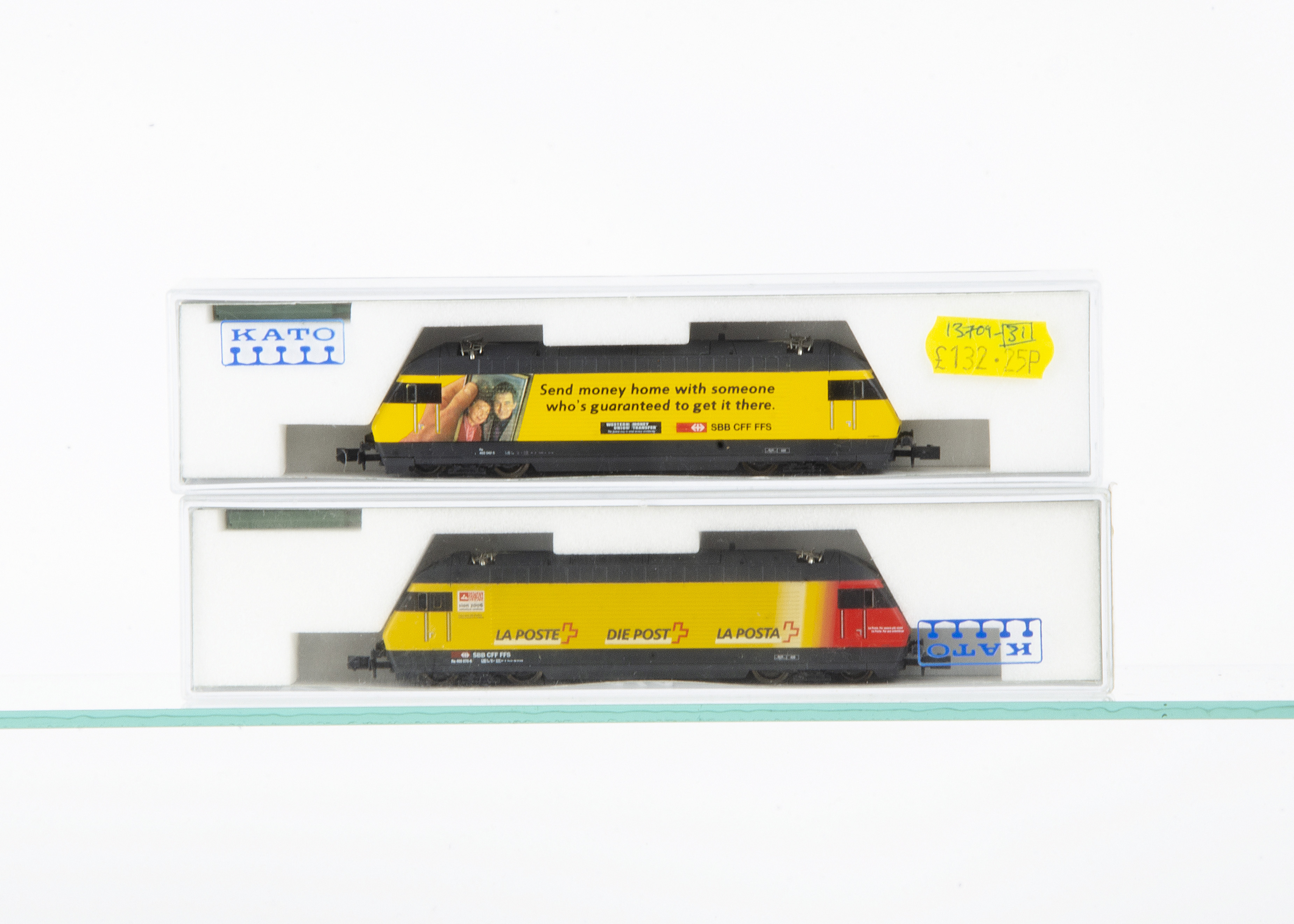 Kato Swiss N Gauge Electric Locomotives, two cased examples 13709-24B Re 4/4-460 of the SBB in