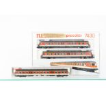 Fleischmann N Gauge Diesel Train Set, a cased two car set 7430 BR 614 of the DB on red and grey