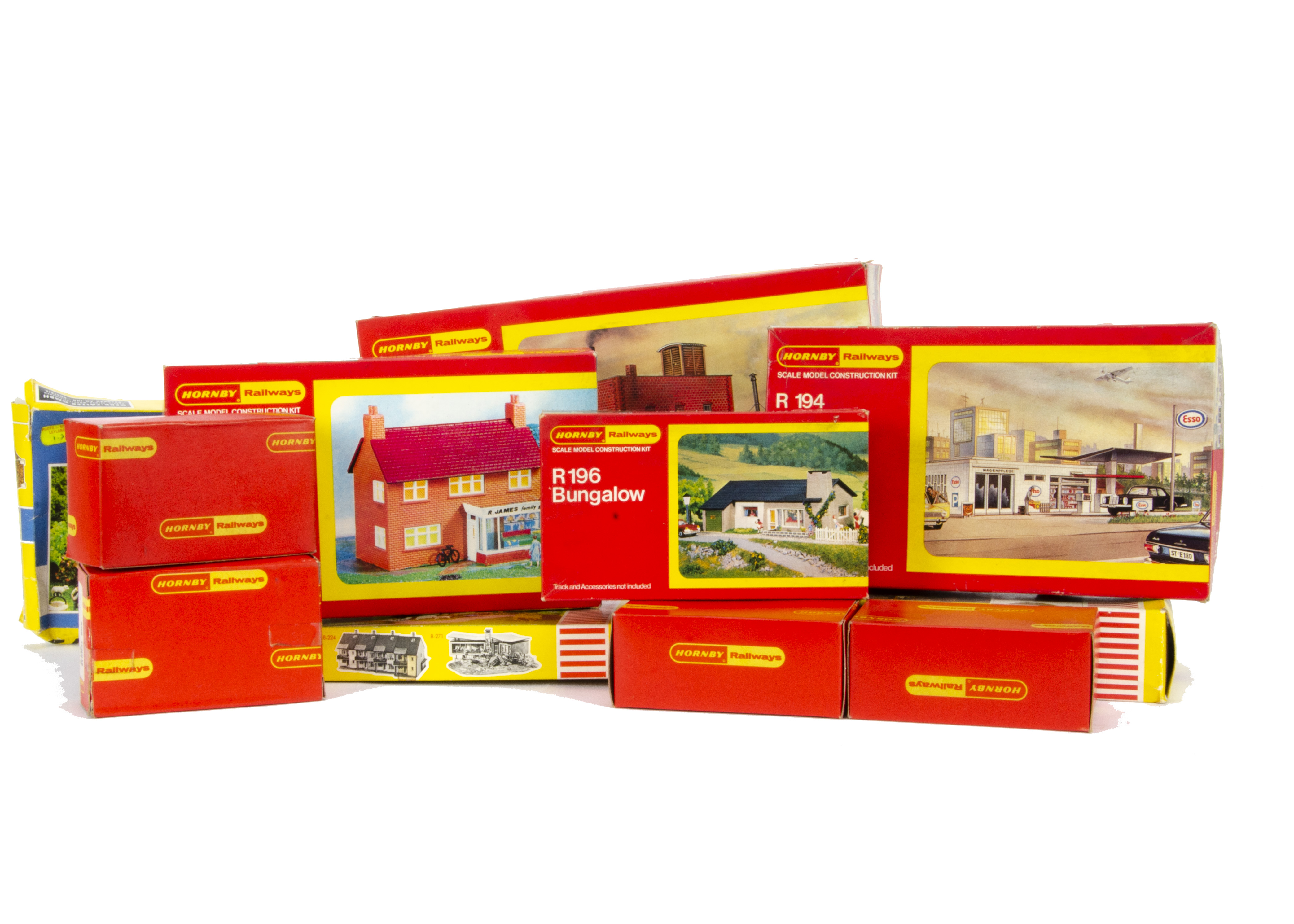 1970s Hornby and Faller 00 Gauge Signal Boxes and unmade Building kits, Hornby R190 Country Cottage,