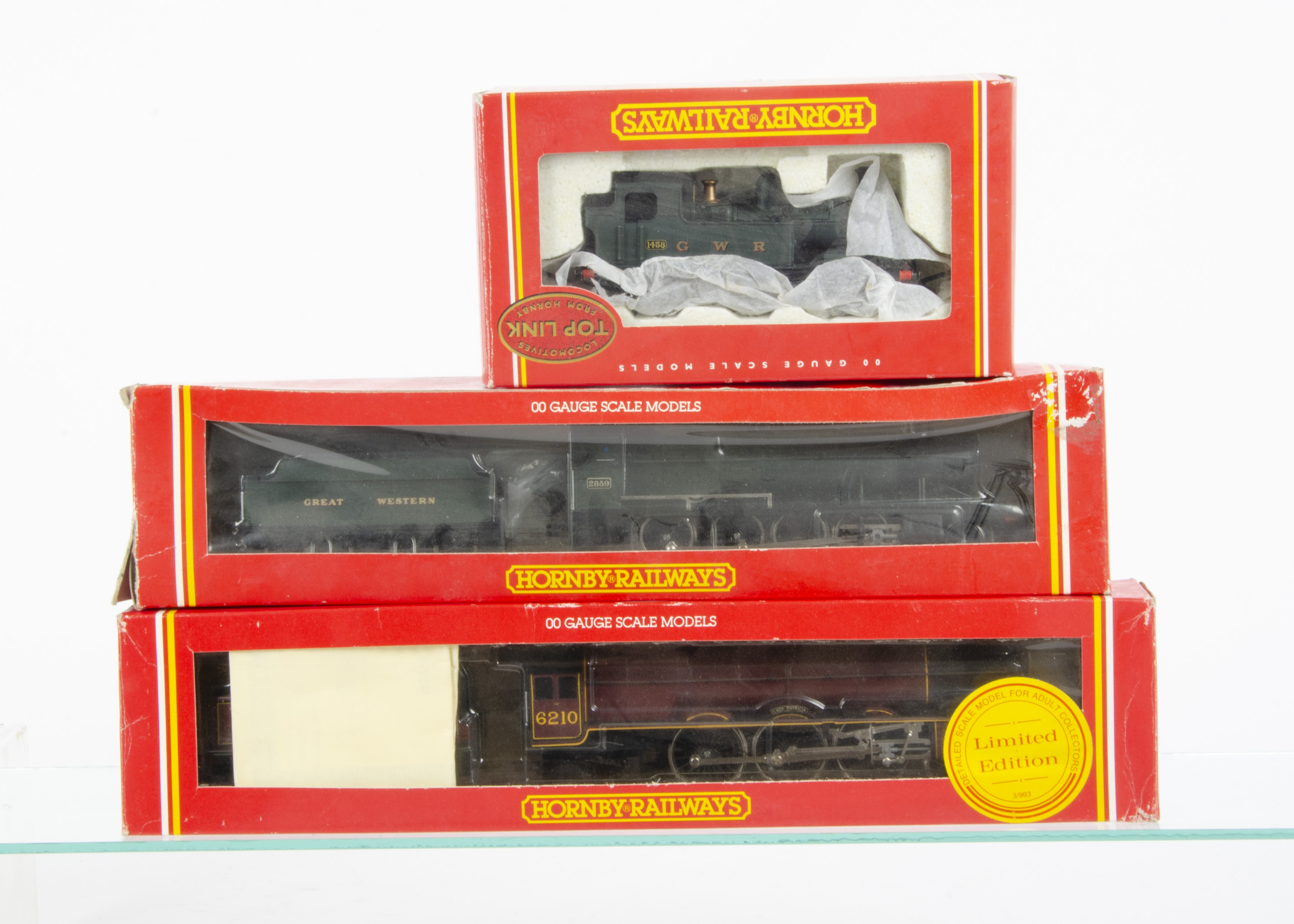 Hornby 00 Gauge Steam Locomotives, R532 GWR green Class 2800 2859, LMS maroon Princess Class 6210 '