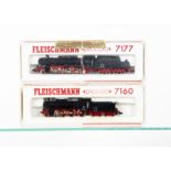 Fleischmann N Gauge Steam Locomotives and Tenders, two cased examples 7177 BR 051 628-6 and 7160