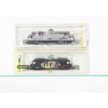 Minitrix Swiss N Gauge Electric Locomotives, two cased examples 12770 RH 1116 of HUPAC in silver