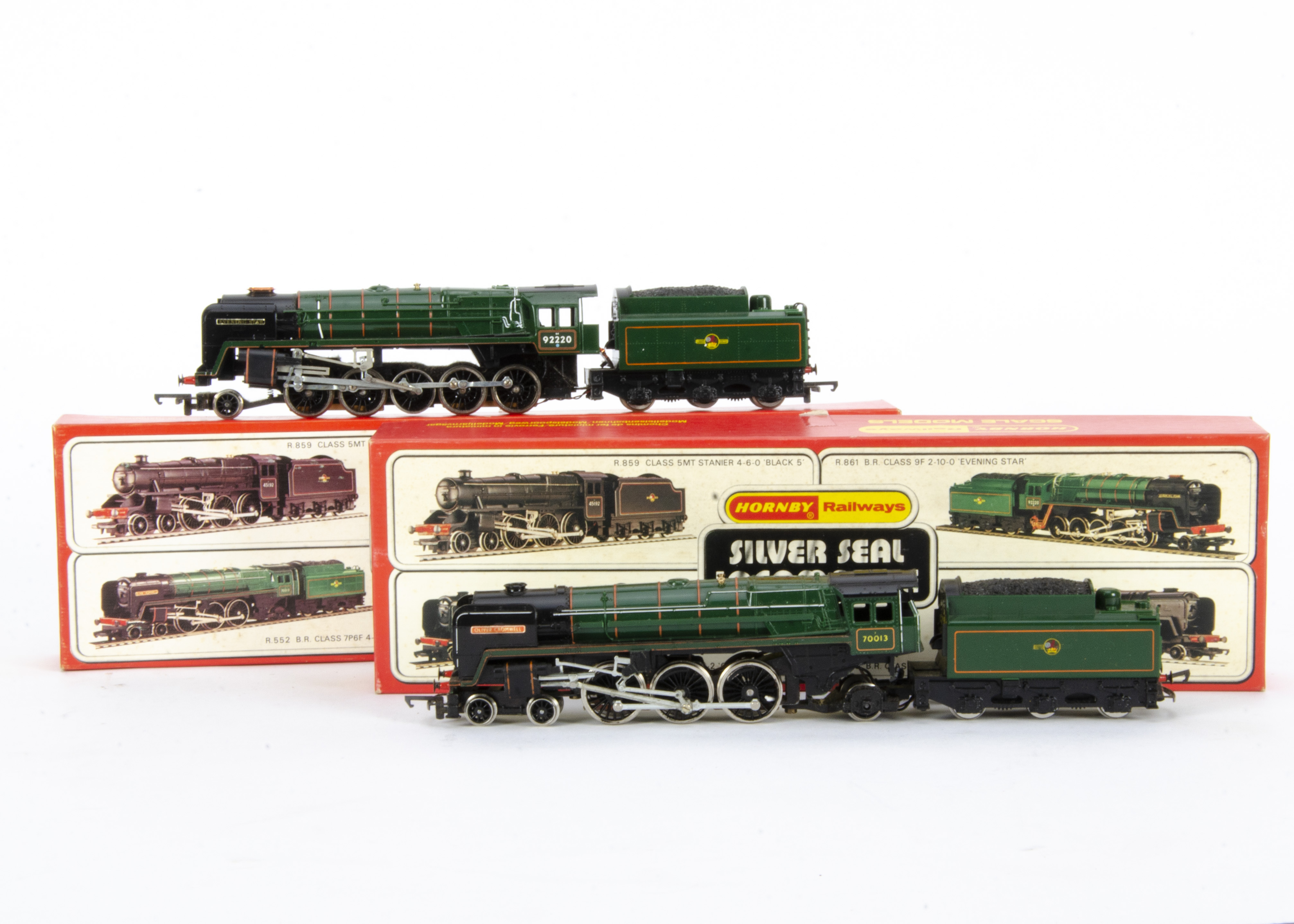 1970s Hornby Railways 00 Gauge Silver Seal Steam Locomotives, R552 BR green 70013 'Oliver Cromwell',