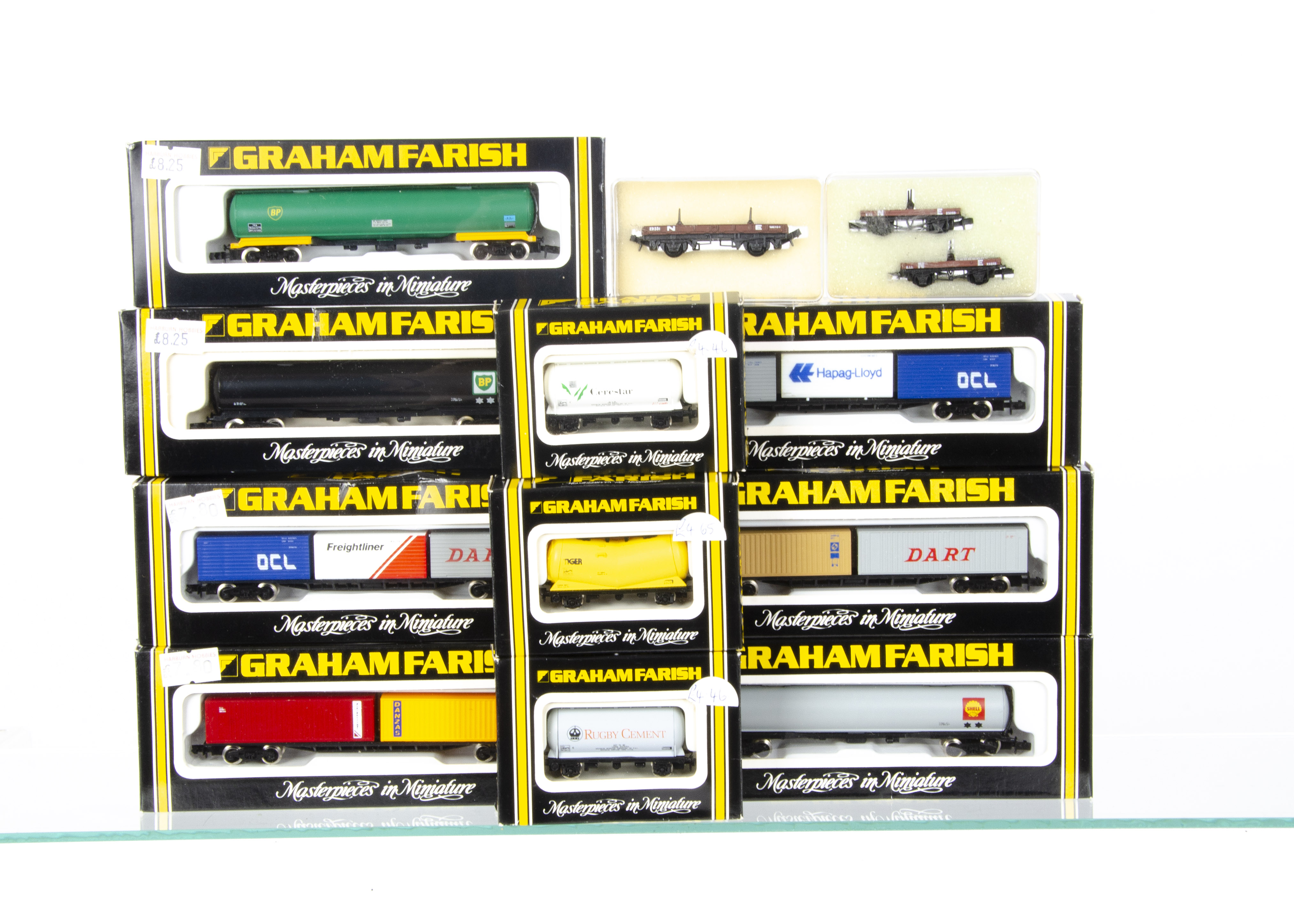 Graham Farish and Peco N Gauge British Outline Goods Wagons, a boxed collection including Farish 100