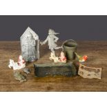 Christmas items, a small brass tray embossed with a scene of Father Christmas visiting children