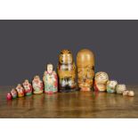 A Fukuruma or Matryoshka seven-piece Japanese Samurai nesting dolls, turned wood and hand-painted —