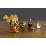 Tinplate toys, a plush covered Bactrian camel —6½in. (16.5cm.) long; a Günthermann frog with