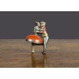 A Fernand Martin Les Valseurs gyroscopic dancers 1885, cast lead with painted colour spirit