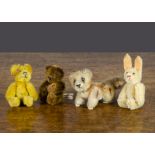 Three Schuco miniature animals, all with metal framed jointed bodies, a golden mohair teddy bear —