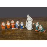 Bisque Snow White and the Seven Dwarves cake decorations, Snow White —3in. (7.5cm.) high (one