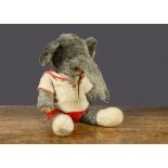 A rare Alpha Farnell Arthur from Babar the Elephant 1930s, with short grey mohair head, arms and