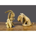Dismal Desmond and Wilfred Rabbit, a Farnell ‘soldier’ mascot Wilfred rabbit —3in. (9cm.) high (