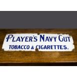 A Player’s Navy Cut Tobacco & Cigarettes enamelled advertising sign, dark blue on white ground —