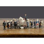 Timpo and John Hill 1:32 scale railway related figures and accessories, including Timpo Mr & Mrs