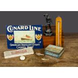 Maritime memorabilia, a Cunard Line 'Travellers’ Cheques Cashed Here' lithographed zinc sign —9½