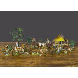 Early 20th Century demi-ronde scenes and figures from village life, probably German for the