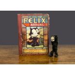 A Farnell Felix the Cat, with black mohair, white mohair muzzle, black boot button eyes with white