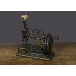 A P Frank of Liverpool 'The Raymo' cast-iron sewing machine, black-painted, with gilt transfer