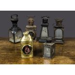 Six 19th/early 20th Century domestic lanterns, five tinplate or steel lanterns, glazed, four for