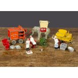 Various incomplete sets including Moko Rag & Bone and Milk carts, horse, four milk crates, junk (six