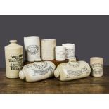 Stoneware produce jars and hot-water bottles, one impressed Weston & Westalls Superior British Table