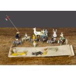 Taylor & Barrett part Donkey Ride set, a few pieces pinned to a non-original card, Llama Cart with