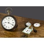 A large wall mounted ‘pocket’ watch, dial marked RSM Germany, dummy winder, the back opening,