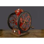 An Enterprise Manufacturing Company (Philadelphia) cast-iron shop counter-top coffee grinder, red-
