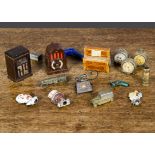 Novelty pencil sharpeners, a Sunnyvale lithographed tinplate upright piano —2in. (5cm.) high; a