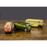 Three Wells Brimtoy Pocketoy Coaches, a red and cream tinplate Touring coach with friction drive —