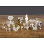 Dolls’ house glass, including a blown fruit basket with handle, various drinking glasses and a