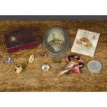 Patriotic memorabilia, a Festival of Britain souvenir State Coach pin, on original card; a medallion