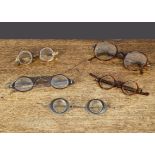 Tortoiseshell spectacles, a 19th Century steel wire pair with horn margins; a circa 1860 pair (