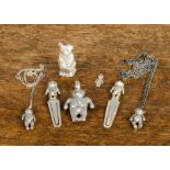 Silver teddy bear itens, two English hallmarked silver teddy bear book marks —2¼in. (6cm.) high (