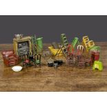 A selection of dolls' house accessories by various makers including Britains and Charbens,