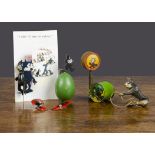 Felix the Cat tinplate and other toys, a German jigging Penny Toy type figure from off a clockwork